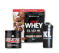 XL Nutrition Creatine Monohydrate Powder & Whey Protein Bundle, 2kg Cookies & Cream Whey, 250g Creatine Monohydrate, High Protein, Low Carb, Supports Muscle Growth, Includes Shaker Bottle