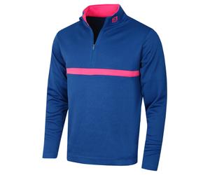 (XL, Ocean Deep Blue) Footjoy Mens Inset Stripe Midlayer Stretch Wicking Golf Sweater