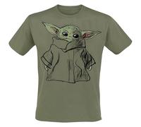 (XL, Olive Green) Star Wars The Mandalorian Unisex Adult Grogu Sketch T-Shirt
