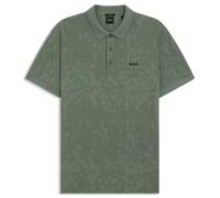 (XL, Open Green) Hugo Boss Mens 2025 AO Zone Stretch Soft All-Over Print Golf Polo Shirt