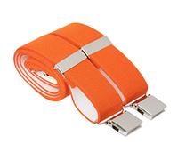 XL Orange Heavy Duty Trouser Braces 35mm Wide 4 Heavy Duty Strong Silver Clips 48 Inch Extra Long Adjustable