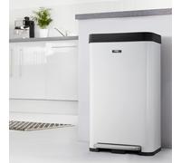 Kitchen Rubbish Waste Bin Recycling Wide Single Pedal 65L White Cooks Professional White One Size