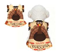 XL Pet Sleeveless Maple Leaf Dark Brown Turkey Print T-Shirt Skirt Clothes