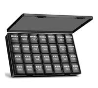 XL Pill Boxes 7 Day 4 Times a Day, Weekly Pill Box Organiser Large Daily Dossett Pill Box 7 Day 28 Compartments, 7day Medication Organiser Big Travel Tablet Organiser for Vitamin (Black)