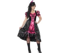 (XL, Pink/Black) Smiffys Womens/Ladies Curves Sassy Saloon Costume