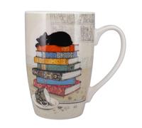 XL Porcelain Cup with Kitten on a Stack of Books - 490 ml