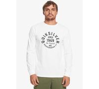 (XL) Quiksilver Mens LS Cotton Crew Neck T-Shirt ~ Circled Script white