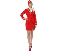 (XL, Red/Gold) Smiffys Womens/Ladies Trolley Dolly Costume
