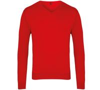 (XL, Red) Premier Mens V-Neck Knitted Sweater