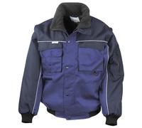 (XL, Royal Blue/Navy) WORK-GUARD by Result Mens Heavy Duty Zip-off Sleeves Pilot Jacket