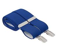 XL Royal Blue Trouser Braces 35mm Wide Elastic 4 Strong Silver Clips 48 Inches Extra Long Adjustable