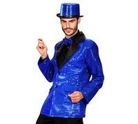 xL Sequin Jacket withSatin Collar - Blue Costume Extra Large for 80s MJ Jacko Music Fancy Dress