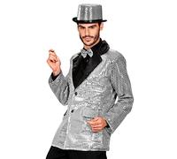 xL Sequin Jacket withSatin Collar - Silver Costume Extra Large for 80s MJ Jacko Music Fancy Dress