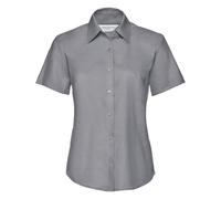 (XL, Silver Grey) Russell Collection Ladies/Womens Short Sleeve Easy Care Oxford Shirt