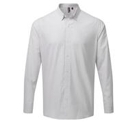 (XL, Silver/White) Premier Mens Maxton Check Long Sleeve Shirt