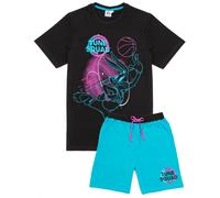(XL) Space Jam Pyjamas For Men | Adults Looney Tunes Tune Squad Bugs Bunny Black T Shirt With Blue Shorts | A New Legacy Movie Merchandise
