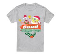 (XL, Sport Heather) SpongeBob SquarePants Mens Good Tide-ings Patrick Star Santa Claus Christmas T-Shirt