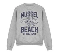 (XL, Sport Heather) SpongeBob SquarePants Unisex Adult Mussle Beach Lifting Team Sweatshirt