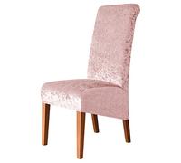 XL Stretch Chair Covers for Dining Room - Adjustable Universal Chair Protector Set (4 Pieces, Pink) - Elastic Slipcovers for Living Room Chairs, High Back Seat Covers