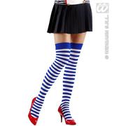 xL Striped Over Knee Socks 70 - White/Blue Accessory Extra Large for Lingerie Fancy Dress