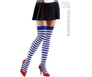 xL Striped Over Knee Socks 70 - White/Blue Accessory Extra Large for Lingerie Fancy Dress