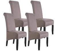 XL Suede Stretch Dining Chair Covers - Removable, Washable 6-Pack Slipcovers for Chairs - Durable Protection, Stylish Coffee & Slish Designs, Perfect for Home Decor.