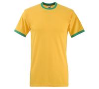 (XL, Sunflower/Kelly Green) Fruit Of The Loom Mens Ringer Short Sleeve T-Shirt