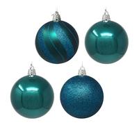 XL Teal Blue Christmas Baubles 15 cm Large Size - Set of 4