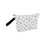 XL Travel Toiletry Bag with Handle, 27 x 17 x 6 cm, Black and White Leaves, Stripes or Polka Dots. Good Things Happen, Leaves, Classic