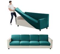 XL Turquoise Velvet Sofa Covers11 Piece NonSlip Stretch Slipcovers Set for Couch Backrest & Seat Cushs &Protect for Your Sofa