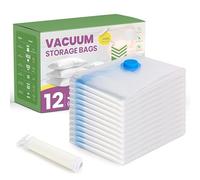 XL Vacuum Storage Bags 12 Pack (100x70cm/40x28") - Underbed Space Saver Bags with Hand Pump | Heavy-Duty 0.2mm PVC & Airtight Double Seal for Duvets, Seasonal Clothes & Bedding