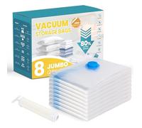 XL Vacuum Storage Bags 8 Pack (100x70cm/40x28") - Underbed Space Saver Bags with Hand Pump | Heavy-Duty 0.2mm PVC & Airtight Double Seal for Duvets, Seasonal Clothes & Bedding