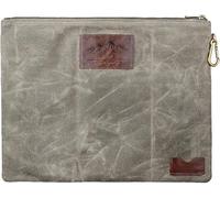 XL Water Resistant Zipper Document Holder, Fits Manila Folder, Rustic Extra Large Waxed Canvas Pouch Full Grain Leather, Inner Pockets, Carabiner, Hold Books, A4 Handouts, Travel Accessories. Olive.