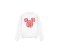 (XL, White) Disney Unisex Adult Mickey Mouse Heart Ears Silhouette Valentine's Day Sweatshirt