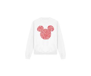 (XL, White) Disney Unisex Adult Mickey Mouse Heart Ears Silhouette Valentine's Day Sweatshirt