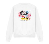 (XL, White) Disney Unisex Adult Sealed With A Kiss Mickey & Minnie Mouse Sweatshirt