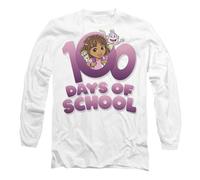 (XL, White) Dora The Explorer Unisex Adult 100 Days Long-Sleeved T-Shirt