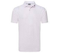 (XL, White Hibiscus/Flint) Footjoy Mens Bounce Print Pique ProDry Moisture Wicking Golf Polo Shirt