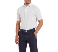 (XL, White/Light Blue) FootJoy Mens Dot Print Lisle Four Way Stretch Wicking Golf Polo Shirt