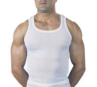 (XL, WHITE) Mens 100% Cotton Eylet Mesh Vest Underwear (Pack of 2)