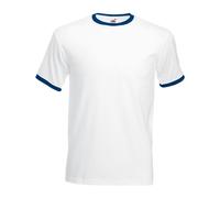 (XL, White/Navy) Fruit Of The Loom Mens Ringer Short Sleeve T-Shirt