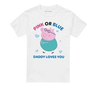 (XL, White) Peppa Pig Unisex Adult Pink Or Blue Daddy Pig Loves You T-Shirt