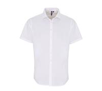 (XL, White) Premier Mens Stretch Fit Poplin Short Sleeve Shirt