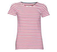SOLS Womens/Ladies Miles Striped Short Sleeve T-Shirt (White/Red) Cotton - Size X-Large