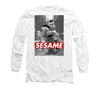 (XL, White) Sesame Street Unisex Adult Sesame Long-Sleeved T-Shirt