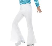 (XL, White) Smiffys Mens Flared Costume Trousers