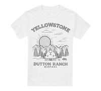 (XL, White) Yellowstone Mens Dutton Ranch Sunrise T-Shirt