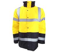 (XL, Yellow/Navy) Portwest Mens Hi-Vis Waterproof Contrast Panel Traffic Jacket