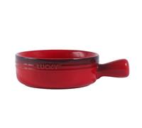 XLANDALYUEFA Ceramic Instant Noodle Bowl,Ceramic Soup Bowl with Handle,Single Ramen Bowl for 1 Person,Small Pho Bowl,Round Baking Dish(Red)