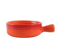 XLANDALYUEFA Ceramic Instant Noodle Bowl,Ceramic Soup Bowl with Handle,Single Ramen Bowl for 1 Person,Small Pho Bowl,Round Baking Dish(Orange)